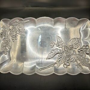 Vintage Lenox Metal Tray, 9 x 15 Silver Toned Rectangular Tray, Floral Embossed